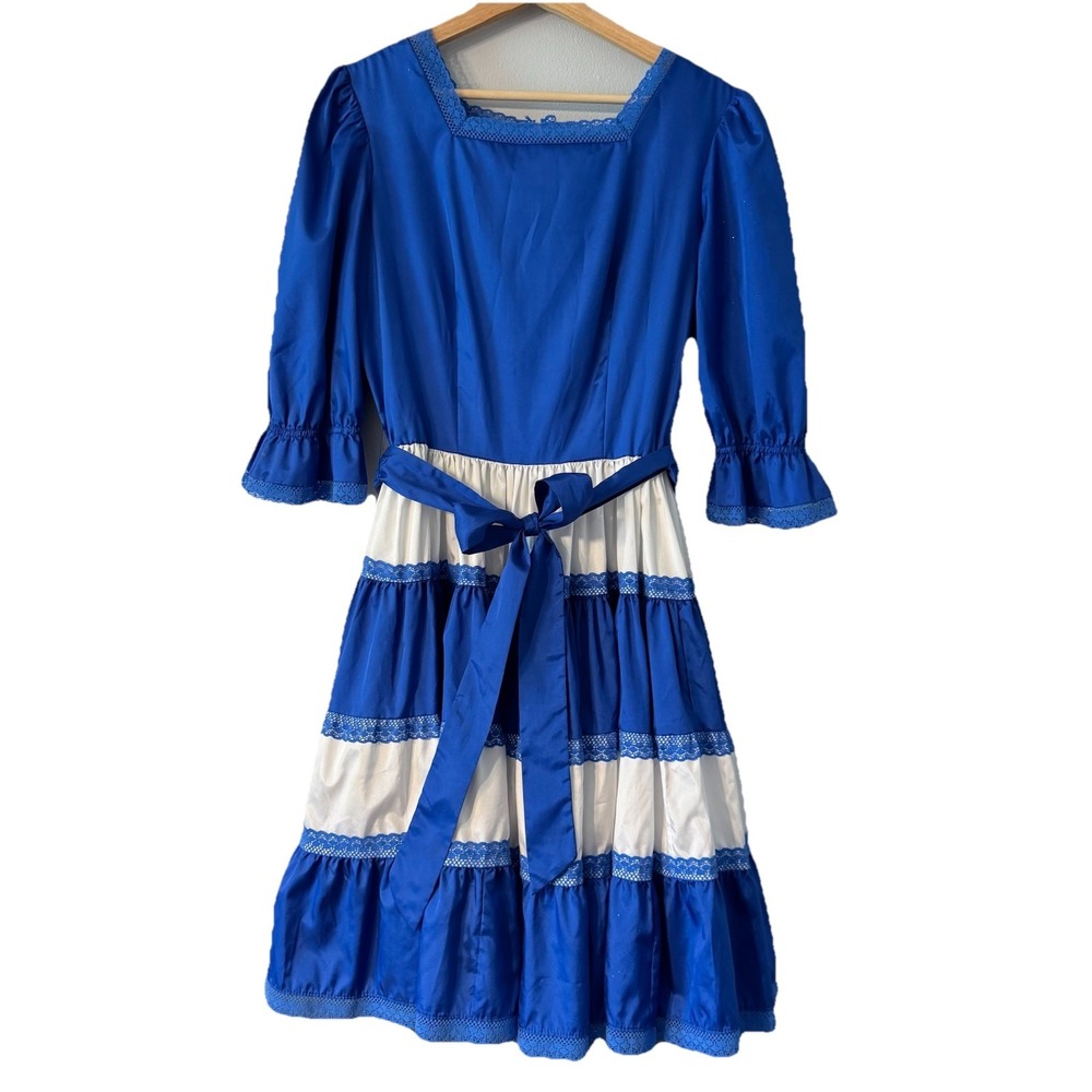 VTG Square Dance Dress Co Sz 10 Swing Full Circle Cottage Prairie‎ Peasant USA